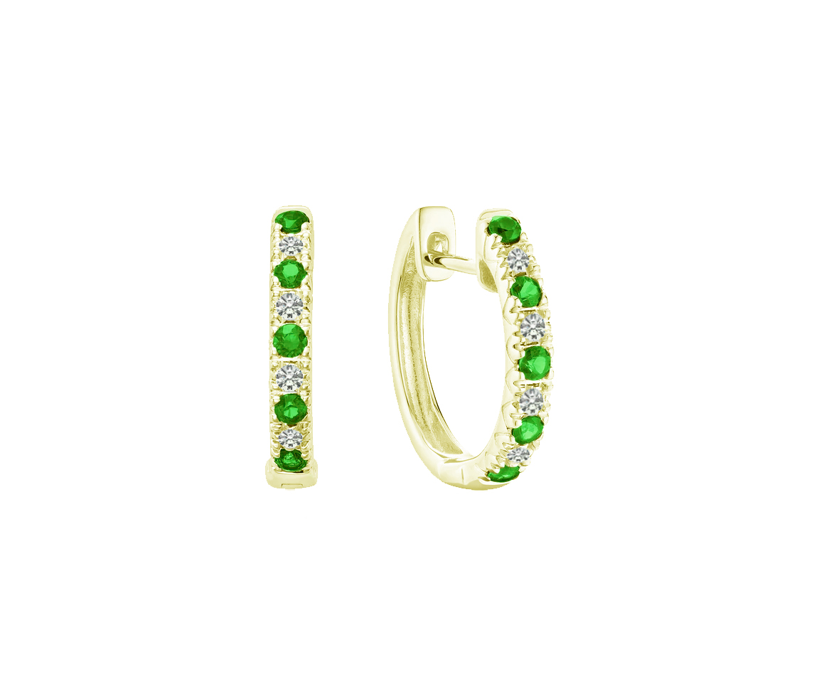 BOUCLES HUGGIES EN OR 10K SERTIES DE DIAMANTS ET D'ÉMERAUDES - BR 13041030EMY - R.N.B. BOUCLES HUGGIES EN OR 10K SERTIES DE DIAMANTS ET D'ÉMERAUDES - BR 13041030EMY - R.N.B.