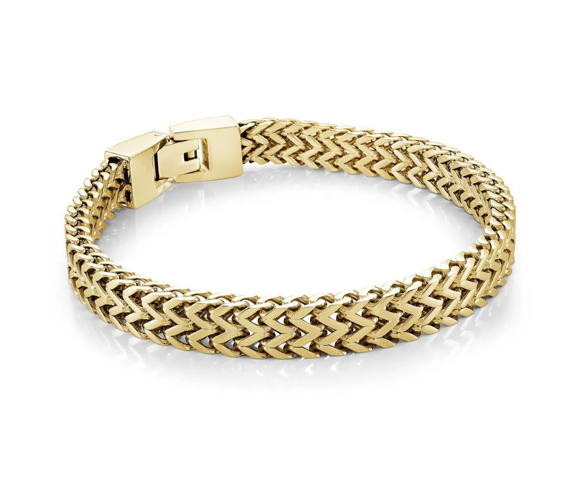 BRACELET EN ACIER, ACIER/PVD OR OR ACIER/PVD NOIR À MAILLE FRANCO PLATE - IG SMB789GO/7.5 - ITALGEM BRACELET EN ACIER, ACIER/PVD OR OR ACIER/PVD NOIR À MAILLE FRANCO PLATE - IG SMB789GO/7.5 - ITALGEM