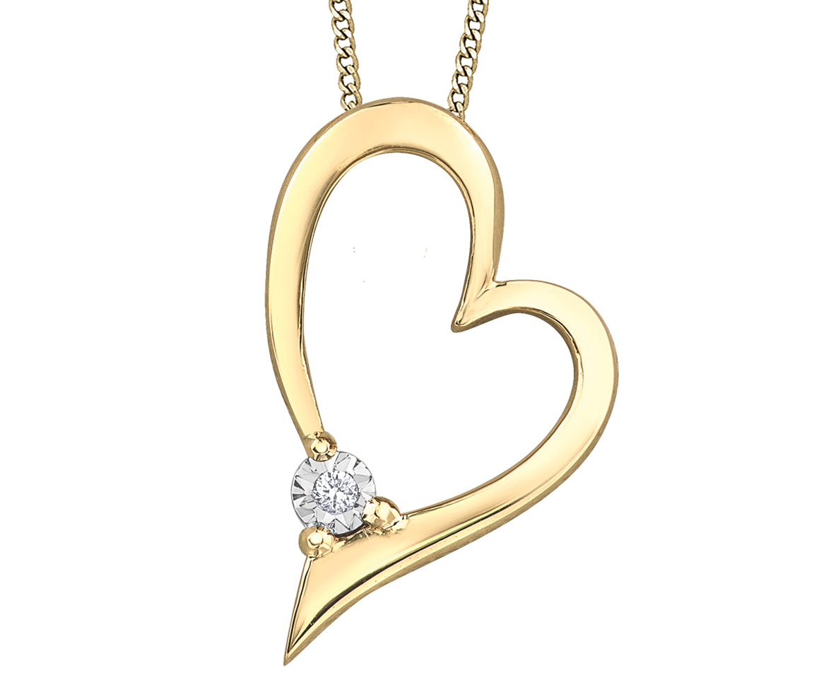 PENDENTIF COEUR AJOURÉ EN OR 10K SERTI D'UN DIAMANT - CR DD7800Y - BIJOUX CANADIEN PENDENTIF COEUR AJOURÉ EN OR 10K SERTI D'UN DIAMANT - CR DD7800Y - BIJOUX CANADIEN