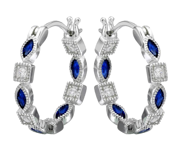 BOUCLES ANNEAUX EN ARGENT RHODIÉ SERTIES DE CUBIQUES ZIRCONIAS - SP STE01122BL - BIJOUX D'IMPORTATION BOUCLES ANNEAUX EN ARGENT RHODIÉ SERTIES DE CUBIQUES ZIRCONIAS - SP STE01122BL - BIJOUX D'IMPORTATION