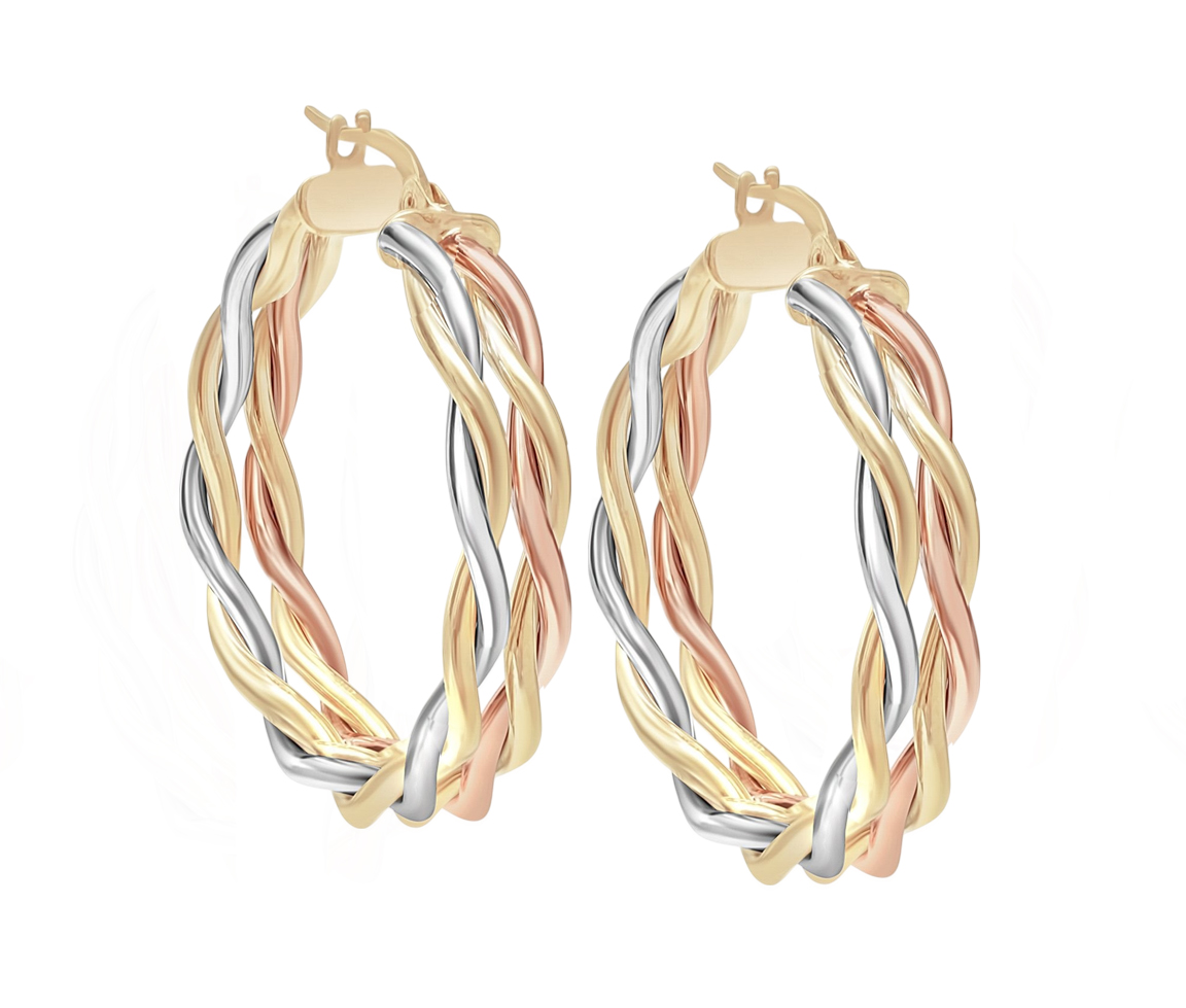 BOUCLES ANNEAUX TORSADÉES EN OR 3 TONS - CB E3TB1106/20 - CBE BOUCLES ANNEAUX TORSADÉES EN OR 3 TONS - CB E3TB1106/20 - CBE