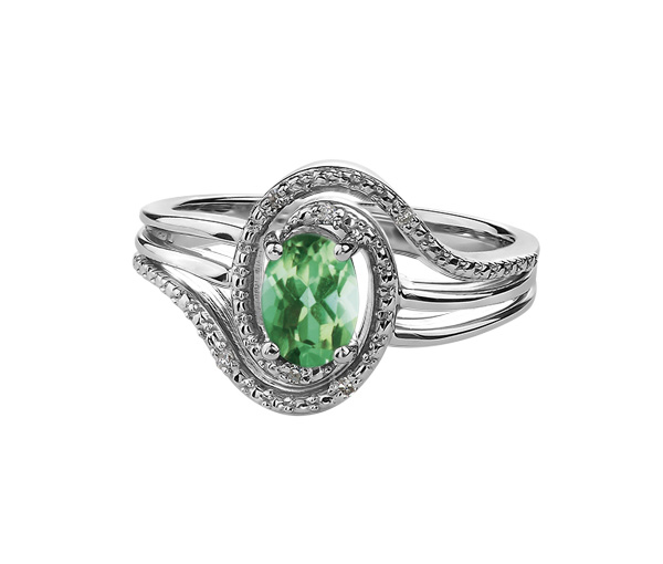 BAGUE EN ARGENT SERTIE D'UNE PIERRE DE NAISSANCE ET DE DIAMANTS - CR DX618SEM - BIJOUX CANADIEN BAGUE EN ARGENT SERTIE D'UNE PIERRE DE NAISSANCE ET DE DIAMANTS - CR DX618SEM - BIJOUX CANADIEN