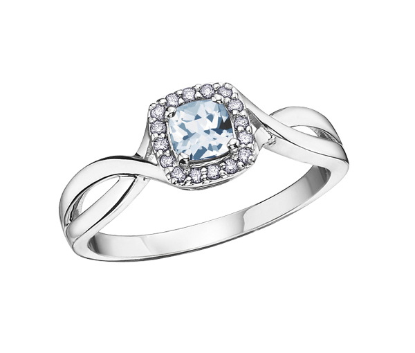 BAGUE EN OR BLANC SERTIE D'UNE PIERRE DE NAISSANCE VARIÉE ET DE DIAMANTS - CR DX533AQ - BIJOUX CANADIEN BAGUE EN OR BLANC SERTIE D'UNE PIERRE DE NAISSANCE VARIÉE ET DE DIAMANTS - CR DX533AQ - BIJOUX CANADIEN