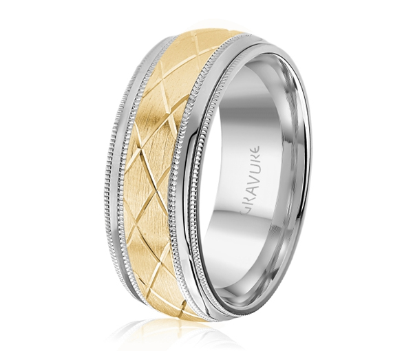 JONC EN OR OU EN PLATINE AVEC MOTIF EN X ET MILGRAIN - ML GH1183WY10 - MALO JONC EN OR OU EN PLATINE AVEC MOTIF EN X ET MILGRAIN - ML GH1183WY10 - MALO