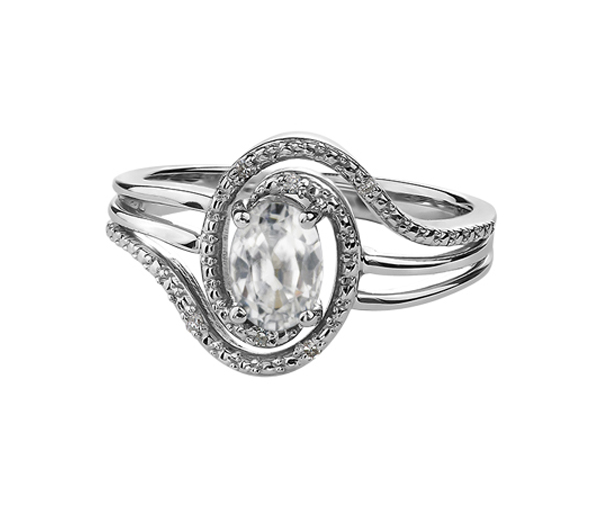 BAGUE EN ARGENT SERTIE D'UNE PIERRE DE NAISSANCE ET DE DIAMANTS - CR DX618SWT - BIJOUX CANADIEN BAGUE EN ARGENT SERTIE D'UNE PIERRE DE NAISSANCE ET DE DIAMANTS - CR DX618SWT - BIJOUX CANADIEN