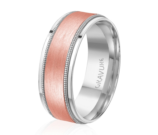 JONC EN OR OU EN PLATINE AVEC MOTIF MILGRAIN, SATINÉ AU CENTRE - ML GH1373WP10 - MALO JONC EN OR OU EN PLATINE AVEC MOTIF MILGRAIN, SATINÉ AU CENTRE - ML GH1373WP10 - MALO