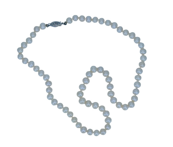 COLLIER PERLE EAU DOUCE AVEC FERMOIR EN OR 14K BLANC COLLIER PERLE EAU DOUCE AVEC FERMOIR EN OR 14K BLANC