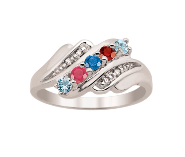 BAGUE FAMILIALE EN ARGENT OU EN OR SERTIES DE 3 À 7 PIERRES - PG 20033W/14 - PERSONALIZED GEM BAGUE FAMILIALE EN ARGENT OU EN OR SERTIES DE 3 À 7 PIERRES - PG 20033W/14 - PERSONALIZED GEM