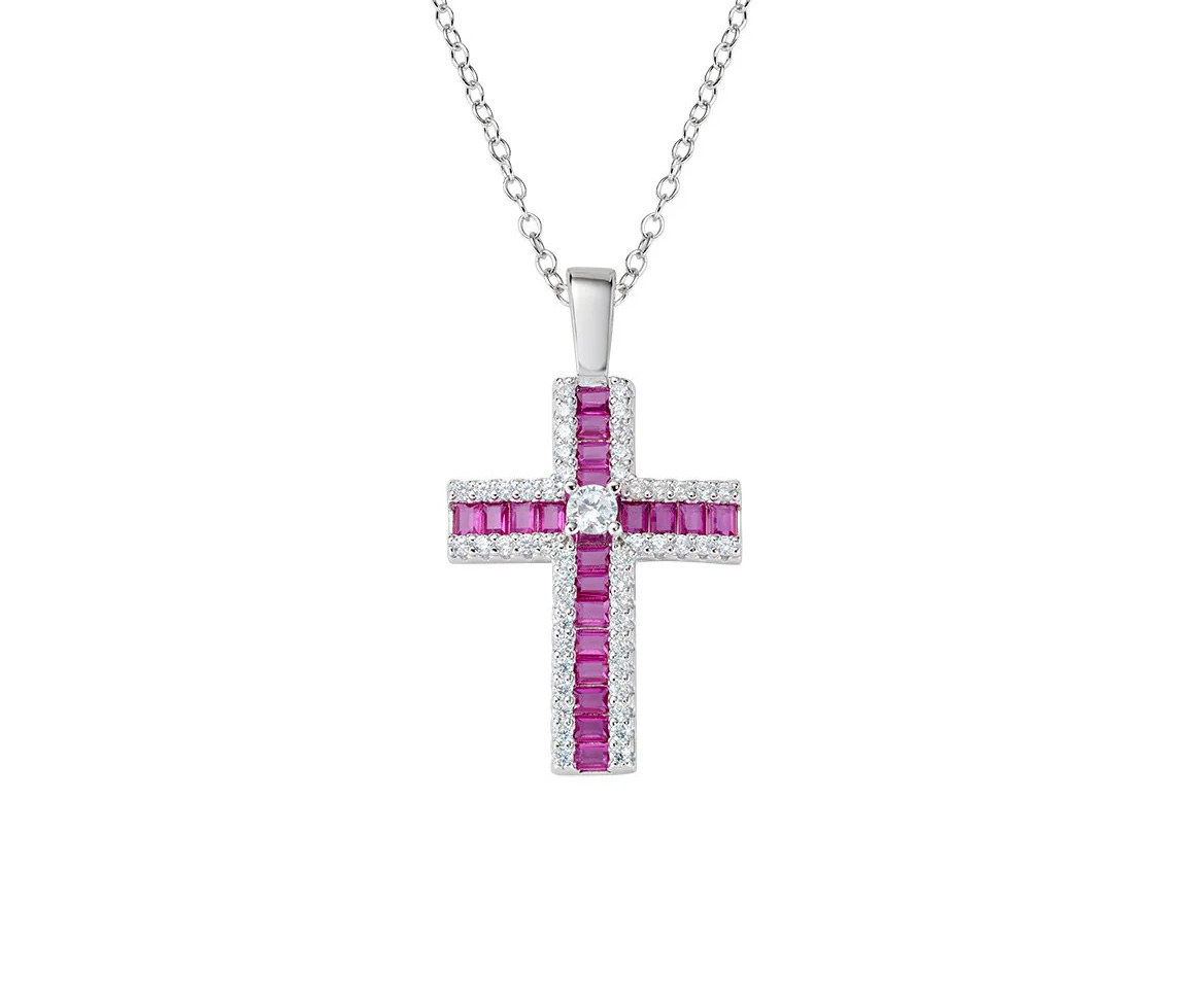 PENDENTIF CROIX EN ARGENT RHODIÉ SERTI DE CUBIQUES ZIRCONIAS DE COULEURS VARIÉES - IG CLCRBBRZ - A*MEN PENDENTIF CROIX EN ARGENT RHODIÉ SERTI DE CUBIQUES ZIRCONIAS DE COULEURS VARIÉES - IG CLCRBBRZ - A*MEN