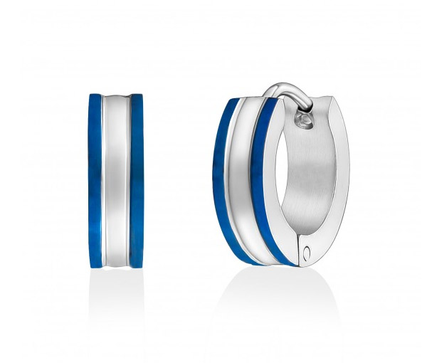 BOUCLES HUGGIES EN ACIER/PVD BLEU 2 TONS - AZ SSE172 - AREZZO BOUCLES HUGGIES EN ACIER/PVD BLEU 2 TONS - AZ SSE172 - AREZZO