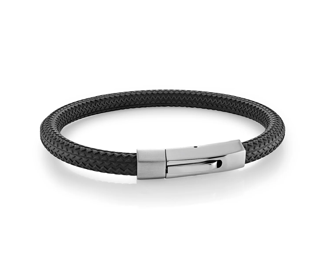 BRACELET EN CAOUTCHOUC NOIR À FERMOIR EN ACIER - IG SBR21 - ITALGEM BRACELET EN CAOUTCHOUC NOIR À FERMOIR EN ACIER - IG SBR21 - ITALGEM