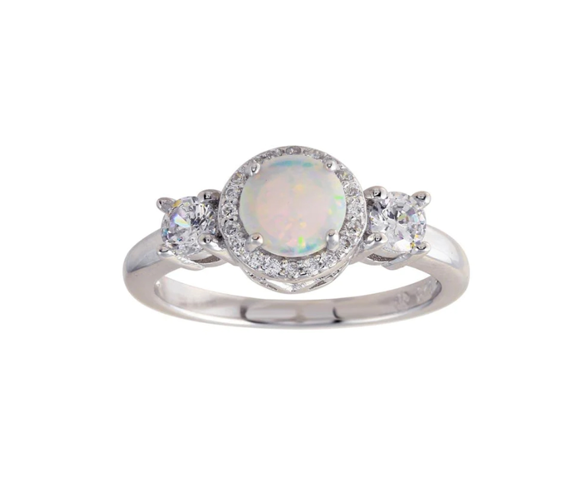 BAGUE EN ARGENT RHODIÉ SERTIE D'UNE OPALE SYNTHÉTIQUE ET DE CUBIQUES ZIRCONIAS - SP BGR01276/7 - BIJOUX D'IMPORTATION BAGUE EN ARGENT RHODIÉ SERTIE D'UNE OPALE SYNTHÉTIQUE ET DE CUBIQUES ZIRCONIAS - SP BGR01276/7 - BIJOUX D'IMPORTATION
