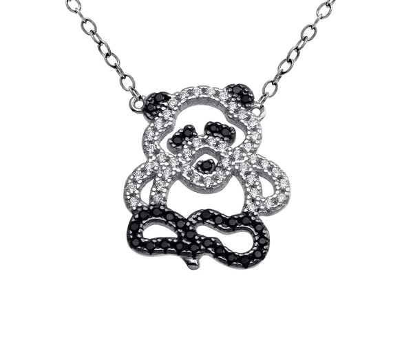 COLLIER PANDA AJOURÉ EN ARGENT RHODIÉ SERTI DE CUBIQUES ZIRCONIAS NOIRS ET BLANCS - SP BGP01375 - BIJOUX D'IMPORTATION COLLIER PANDA AJOURÉ EN ARGENT RHODIÉ SERTI DE CUBIQUES ZIRCONIAS NOIRS ET BLANCS - SP BGP01375 - BIJOUX D'IMPORTATION