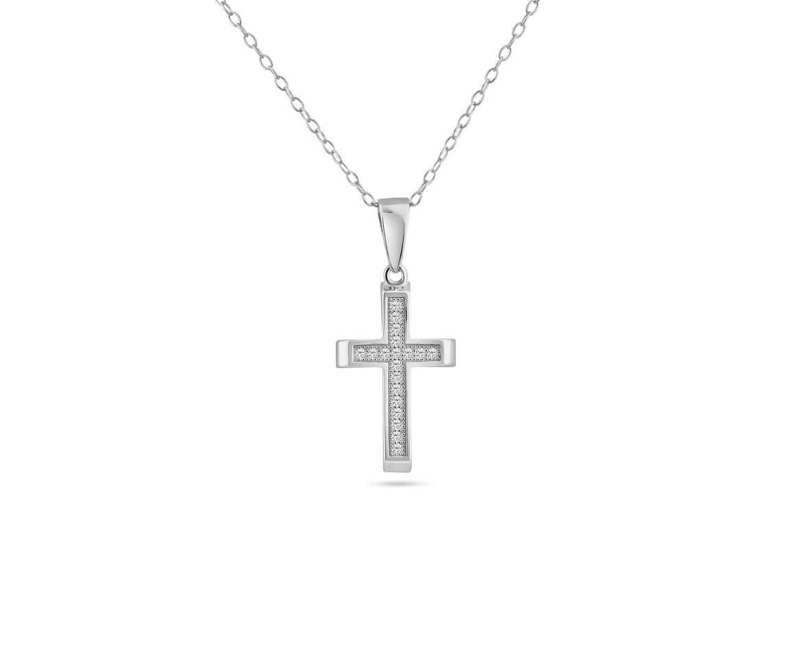 PENDENTIF CROIX EN ARGENT RHODIÉ SERTI DE CUBIQUES ZIRCONIAS - SP ACP00068 - BIJOUX D'IMPORTATION PENDENTIF CROIX EN ARGENT RHODIÉ SERTI DE CUBIQUES ZIRCONIAS - SP ACP00068 - BIJOUX D'IMPORTATION