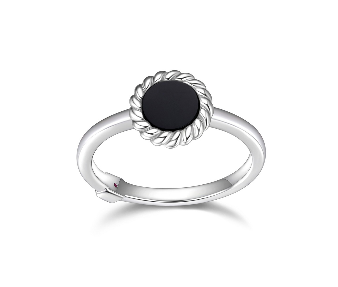 BAGUE EN ARGENT RHODIÉ SERTIE D'UNE AGATE NOIRE - PJ R4LAE127A8 - ELLE BAGUE EN ARGENT RHODIÉ SERTIE D'UNE AGATE NOIRE - PJ R4LAE127A8 - ELLE