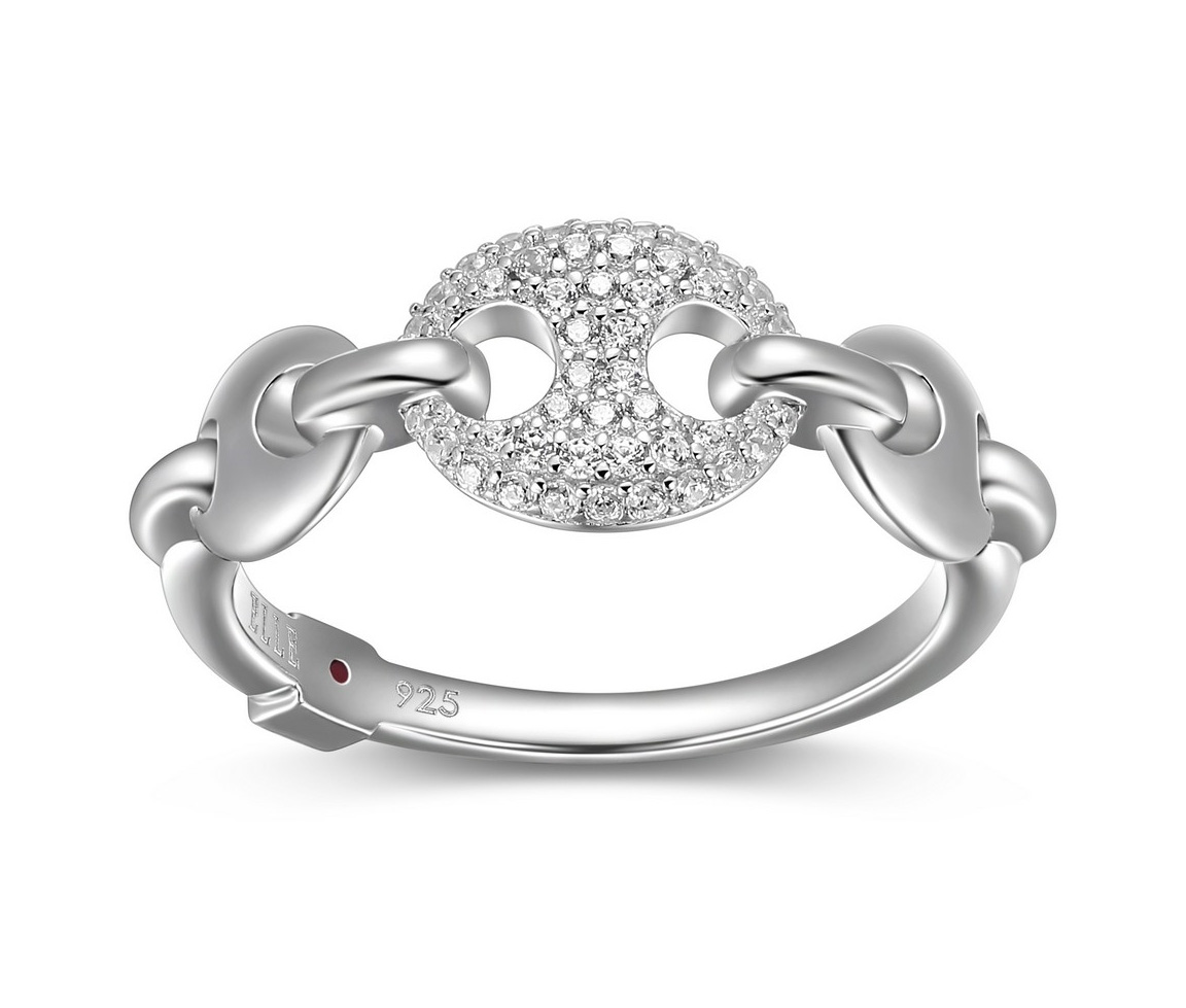 BAGUE EN ARGENT RHODIÉ À MOTIF GRAIN DE CAFÉ SERTIE DE CUBIQUES ZIRCONIAS - PJ R4LAGL00AC - ELLE BAGUE EN ARGENT RHODIÉ À MOTIF GRAIN DE CAFÉ SERTIE DE CUBIQUES ZIRCONIAS - PJ R4LAGL00AC - ELLE