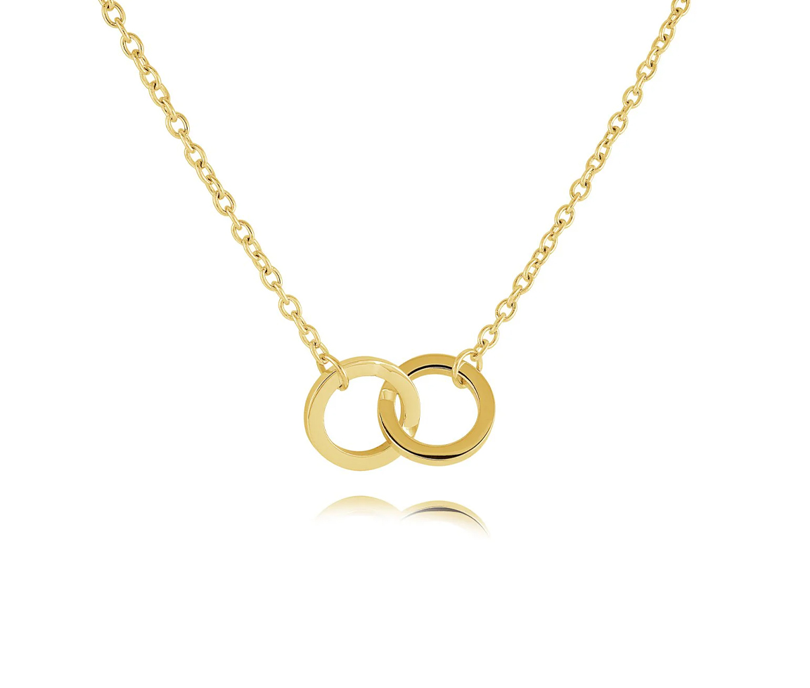 COLLIER 2 CERCLES ENTRELACÉS EN ACIER/PVD OR - IG SWP44 - VELORIA COLLIER 2 CERCLES ENTRELACÉS EN ACIER/PVD OR - IG SWP44 - VELORIA