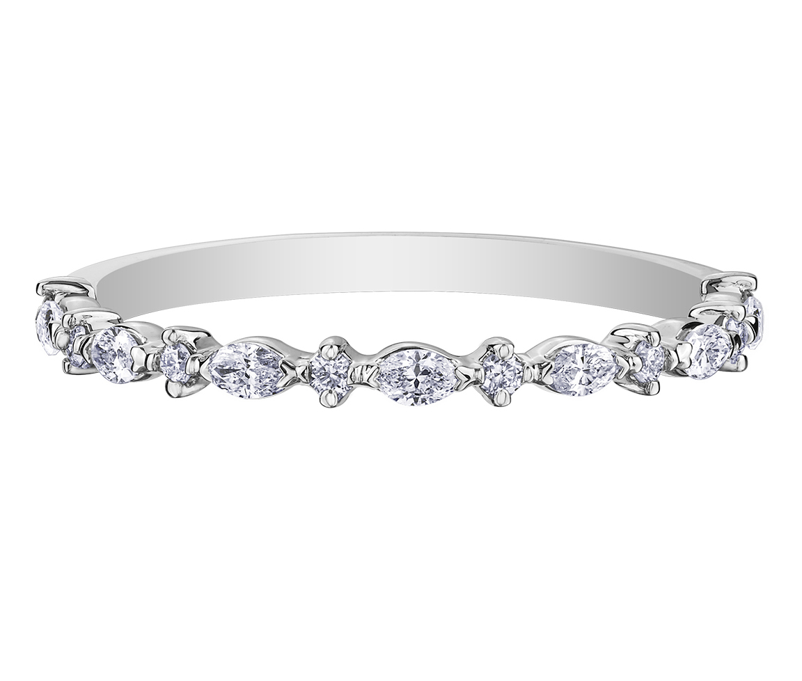 JONC SEMI-ÉTERNITÉ EN OR BLANC SERTI DE DIAMANTS - CR DD7871 - BIJOUX CANADIEN JONC SEMI-ÉTERNITÉ EN OR BLANC SERTI DE DIAMANTS - CR DD7871 - BIJOUX CANADIEN