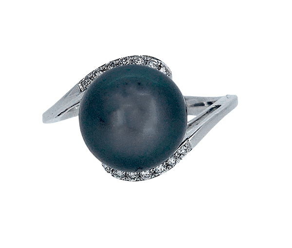 BAGUE EN OR BLANC SERTIE D'UNE PERLE DE TAHITI ET DE DIAMANTS - CG RT76402 - PERLE D'IMPORTATION BAGUE EN OR BLANC SERTIE D'UNE PERLE DE TAHITI ET DE DIAMANTS - CG RT76402 - PERLE D'IMPORTATION