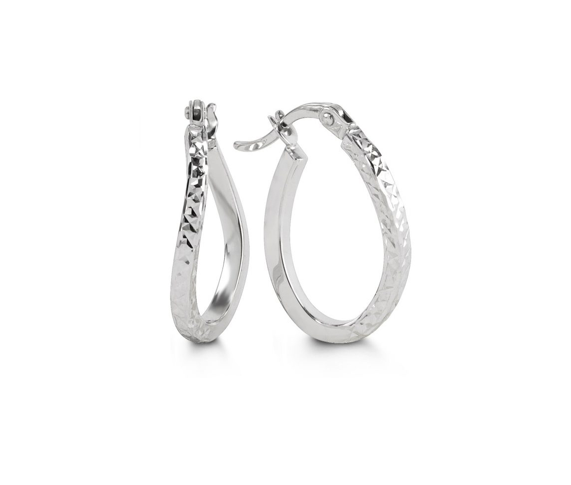 BOUCLES ANNEAUX OVALES TORDUES EN OR BLANC TAILLÉ DIAMANT - SY 1030D - BIJOUX D'IMPORTATION BOUCLES ANNEAUX OVALES TORDUES EN OR BLANC TAILLÉ DIAMANT - SY 1030D - BIJOUX D'IMPORTATION