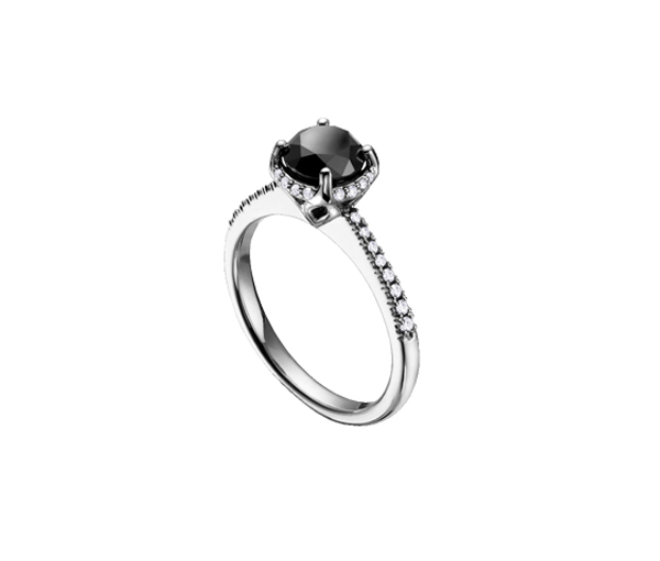 BAGUE EN OR BLANC SERTIE D'UN DIAMANT NOIR ET DE DIAMANTS - CR DD2454 - BIJOUX CANADIEN BAGUE EN OR BLANC SERTIE D'UN DIAMANT NOIR ET DE DIAMANTS - CR DD2454 - BIJOUX CANADIEN