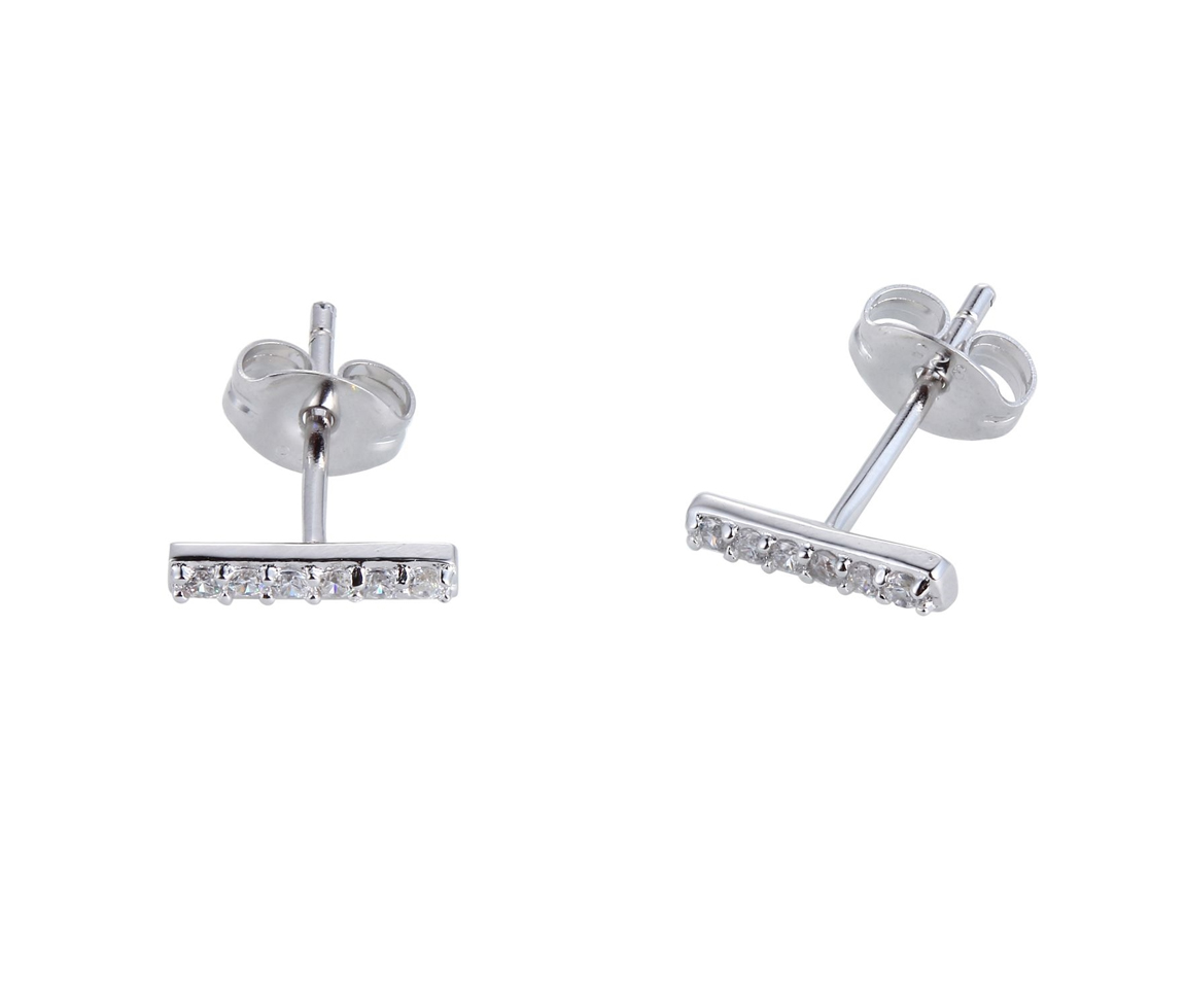 DÉLICATES BOUCLES STYLE BAR EN ARGENT RHODIÉ SERTIES DE CUBIQUES ZIRCONIAS - PJ R2AHTZ0000 - REIGN DÉLICATES BOUCLES STYLE BAR EN ARGENT RHODIÉ SERTIES DE CUBIQUES ZIRCONIAS - PJ R2AHTZ0000 - REIGN