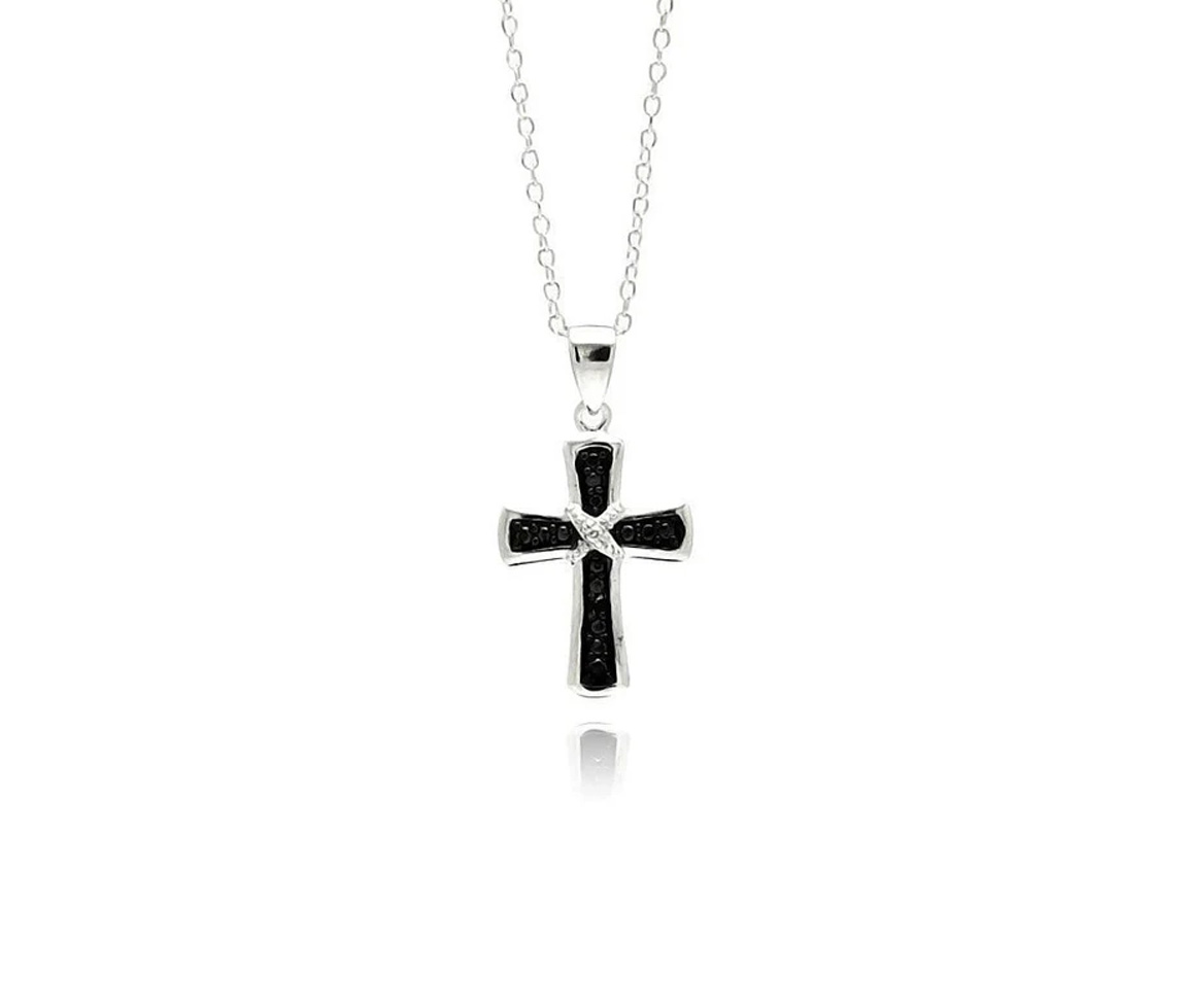 PENDENTIF CROIX EN ARGENT RHODIÉ SERTI DE CUBIQUES ZIRCONIAS NOIRS - SP STP01331 - BIJOUX D'IMPORTATION PENDENTIF CROIX EN ARGENT RHODIÉ SERTI DE CUBIQUES ZIRCONIAS NOIRS - SP STP01331 - BIJOUX D'IMPORTATION