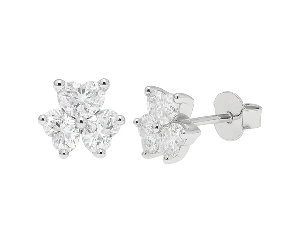 BOUCLES FLEURS EN ARGENT RHODIÉ SERTIES DE MOISSANITES - SP MDGE00015 - BIJOUX D'IMPORTATION BOUCLES FLEURS EN ARGENT RHODIÉ SERTIES DE MOISSANITES - SP MDGE00015 - BIJOUX D'IMPORTATION
