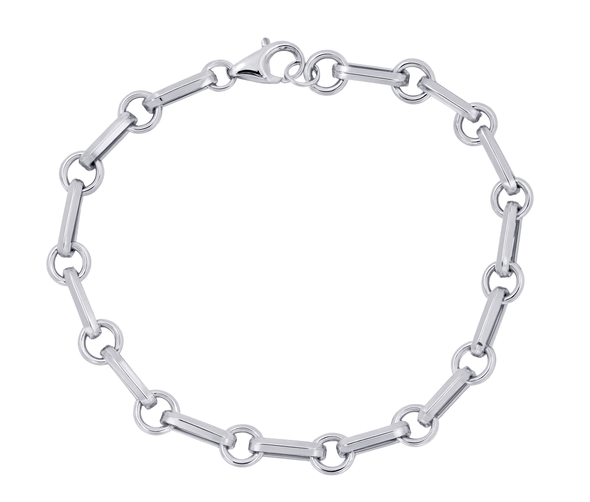 BRACELET EN OR BLANC À MAILLE BÂTONNETS ET CERCLES AJOURÉS - CB CEBA6.5W7.5 - CBE BRACELET EN OR BLANC À MAILLE BÂTONNETS ET CERCLES AJOURÉS - CB CEBA6.5W7.5 - CBE