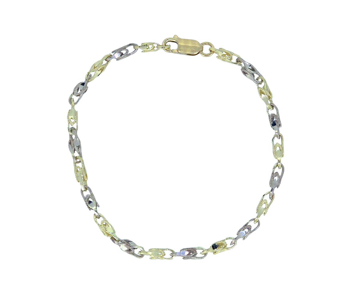 BRACELET EN OR 2 TONS À MAILLE MINI KING TAILLÉ DIAMANT - MB BRAMK2T1 - BIJOUX D'IMPORTATION BRACELET EN OR 2 TONS À MAILLE MINI KING TAILLÉ DIAMANT - MB BRAMK2T1 - BIJOUX D'IMPORTATION