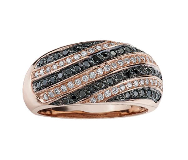 BAGUE EN OR 10K ROSE SERTIUE DE DIAMANTS BLANCS ET NOIRS - CR DD2763R - BIJOUX CANADIEN BAGUE EN OR 10K ROSE SERTIUE DE DIAMANTS BLANCS ET NOIRS - CR DD2763R - BIJOUX CANADIEN