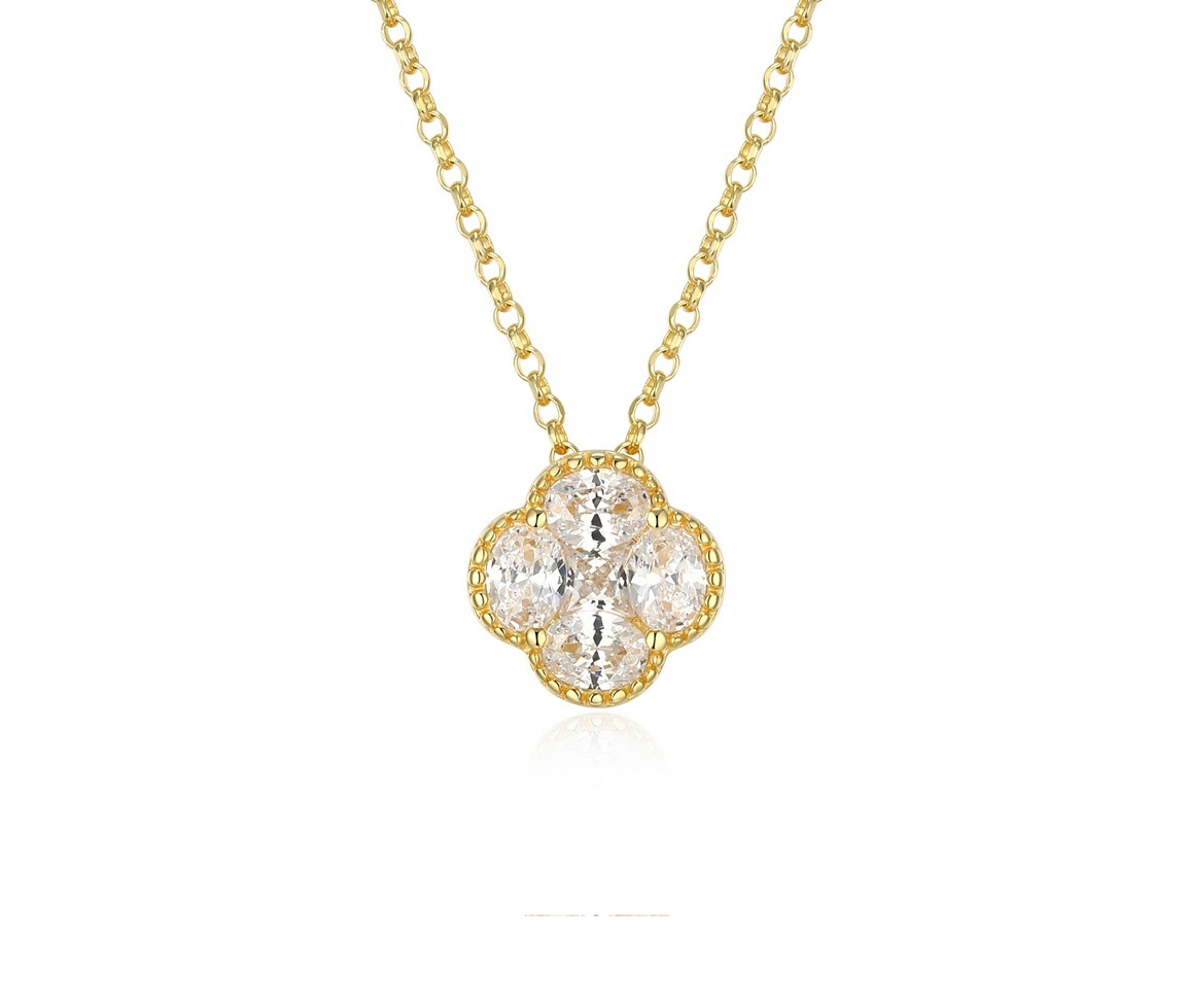 PENDENTIF TRÈFLE EN ARGENT/PVD OR SERTI DE CUBIQUES ZIRCONIAS - PJ 33AUY000Y3 - REIGN PENDENTIF TRÈFLE EN ARGENT/PVD OR SERTI DE CUBIQUES ZIRCONIAS - PJ 33AUY000Y3 - REIGN