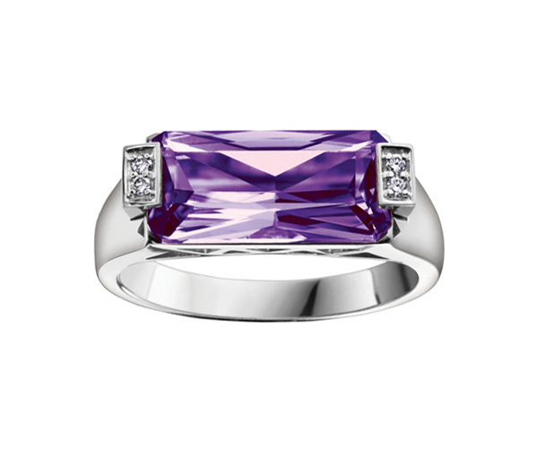 BAGUE EN OR BLANC SERTIE D'UNE AMÉTHYSTE ET DE DIAMANTS - CR DD2332 - BIJOUX CANADIEN BAGUE EN OR BLANC SERTIE D'UNE AMÉTHYSTE ET DE DIAMANTS - CR DD2332 - BIJOUX CANADIEN