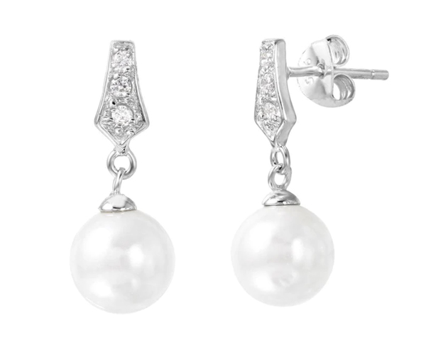 BOUCLES EN ARGENT RHODIÉ SERTIES DE PERLES SYNTHÉTIQUES ET DE CUBIQUES ZIRCONIAS - SP BGE00420 - BIJOUX D'IMPORTATION BOUCLES EN ARGENT RHODIÉ SERTIES DE PERLES SYNTHÉTIQUES ET DE CUBIQUES ZIRCONIAS - SP BGE00420 - BIJOUX D'IMPORTATION