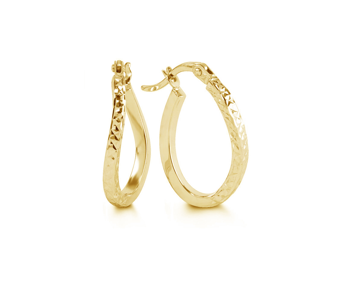 BOUCLES ANNEAUX OVALES TORDUES EN OR 10K TAILLÉ DIAMANT - SY 1037F - BIJOUX D'IMPORTATION BOUCLES ANNEAUX OVALES TORDUES EN OR 10K TAILLÉ DIAMANT - SY 1037F - BIJOUX D'IMPORTATION