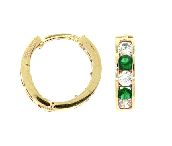 BOUCLES HUGGIES EN OR 10K SERTIES DE CUBIQUES ZIRCONIAS VERTS ET BLANCS - MB HUGNA0513 - BIJOUX D'IMPORTATION BOUCLES HUGGIES EN OR 10K SERTIES DE CUBIQUES ZIRCONIAS VERTS ET BLANCS - MB HUGNA0513 - BIJOUX D'IMPORTATION