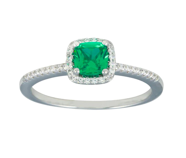 BAGUE EN ARGENT RHODIÉ SERTIE D'UN CUBIQUE ZIRCONIA VERT ET D'UN HALO DE CUBIQUES ZIRCONIAS BLANCS - SP BGR01238/6 - BIJOUX D'IMPORTATION BAGUE EN ARGENT RHODIÉ SERTIE D'UN CUBIQUE ZIRCONIA VERT ET D'UN HALO DE CUBIQUES ZIRCONIAS BLANCS - SP BGR01238/6 - BIJOUX D'IMPORTATION