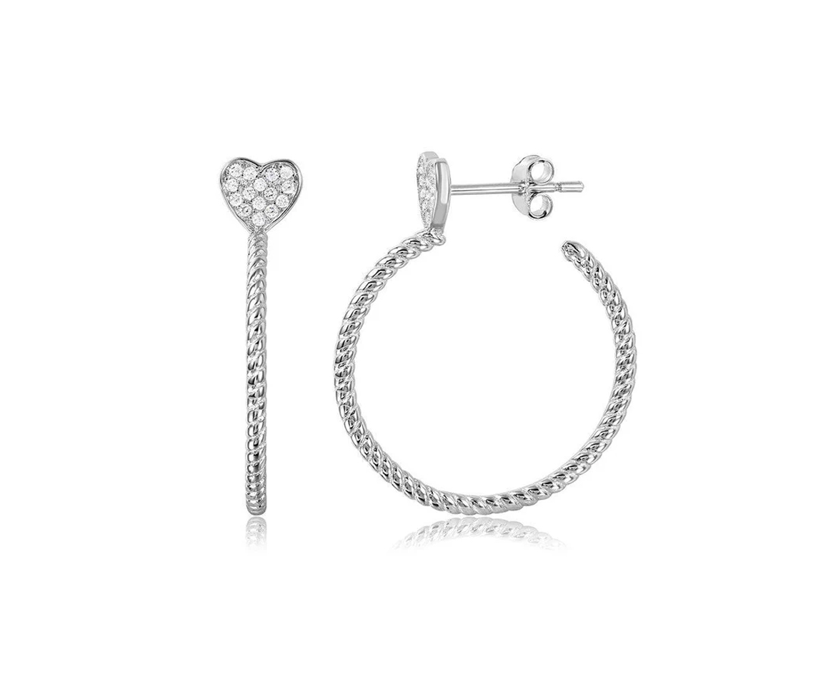 BOUCLES ANNEAUX OUVERTES EFFET CORDE ET COEUR AVEC PAVÉ DE CUBIQUES ZIRCONIAS - SP STE01057 - BIJOUX D'IMPORTATION BOUCLES ANNEAUX OUVERTES EFFET CORDE ET COEUR AVEC PAVÉ DE CUBIQUES ZIRCONIAS - SP STE01057 - BIJOUX D'IMPORTATION
