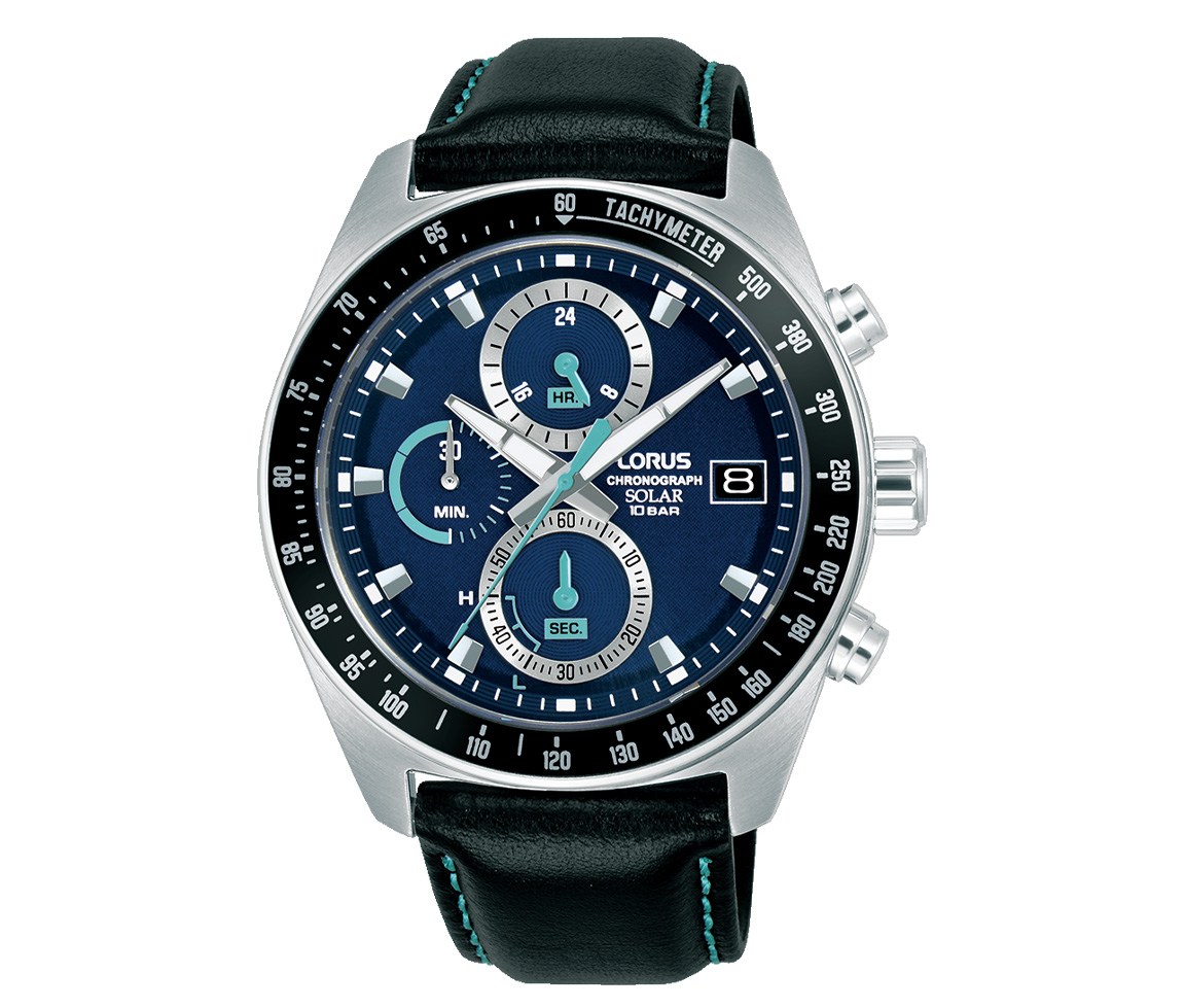 MONTRE LORUS EN ACIER SOLAIRE CHRONOGRAPHE AVEC BRACELET DE CUIR - SA RZ623AX9 - LORUS MONTRE LORUS EN ACIER SOLAIRE CHRONOGRAPHE AVEC BRACELET DE CUIR - SA RZ623AX9 - LORUS