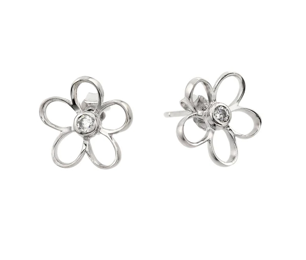 BOUCLES FLEUR AJOURÉE EN ARGENT RHODIÉ SERTIES DE CUBIQUES ZIRCONIAS - SP BGE00395 - BIJOUX D'IMPORTATION BOUCLES FLEUR AJOURÉE EN ARGENT RHODIÉ SERTIES DE CUBIQUES ZIRCONIAS - SP BGE00395 - BIJOUX D'IMPORTATION