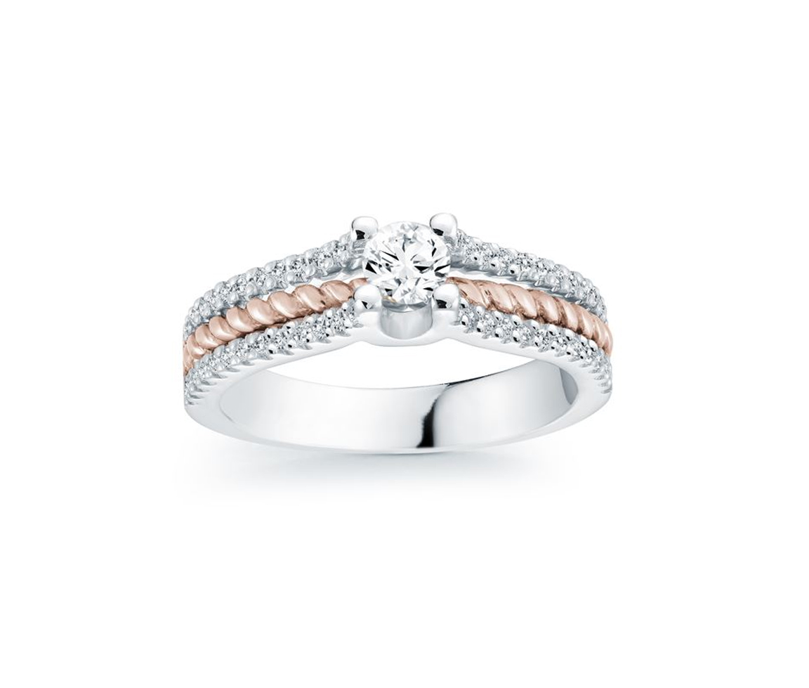 BAGUE EN OR 14K 2 TONS ROSE SERTIE DE DIAMANTS - ML FDC412AWP - MALO BAGUE EN OR 14K 2 TONS ROSE SERTIE DE DIAMANTS - ML FDC412AWP - MALO