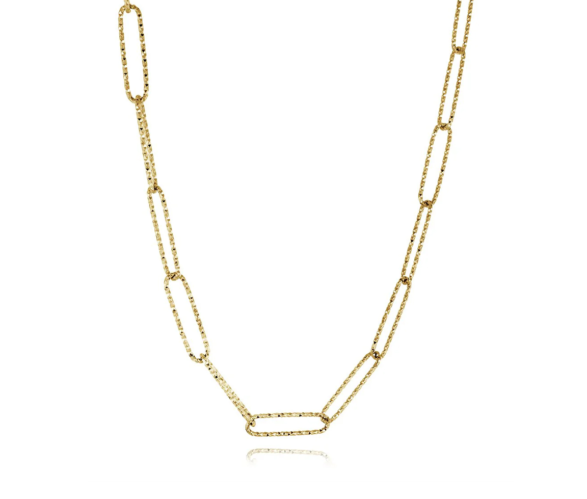 CHAINE PAPERCLIP TAILLÉE DIAMANT EN ACIER/PVD OR - IG SWN104 - VELORIA CHAINE PAPERCLIP TAILLÉE DIAMANT EN ACIER/PVD OR - IG SWN104 - VELORIA