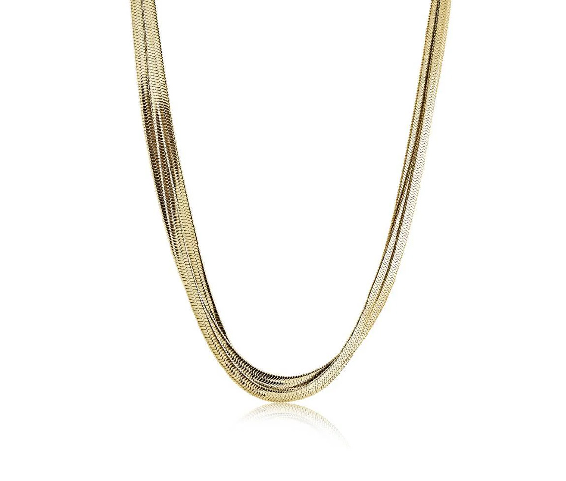 CHAINE TRIPLE EN ACIER/PVD OR À MAILLE CHEVRON - IG SWN87 - VELORIA CHAINE TRIPLE EN ACIER/PVD OR À MAILLE CHEVRON - IG SWN87 - VELORIA