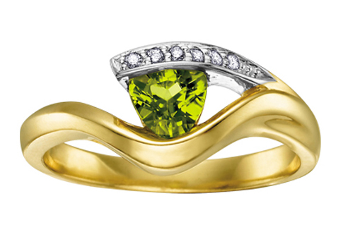 BAGUE EN OR 2 TONS SERTIE D'UN PÉRIDOT ET DE DIAMANTS - CR DD1711 - BIJOUX CANADIEN BAGUE EN OR 2 TONS SERTIE D'UN PÉRIDOT ET DE DIAMANTS - CR DD1711 - BIJOUX CANADIEN