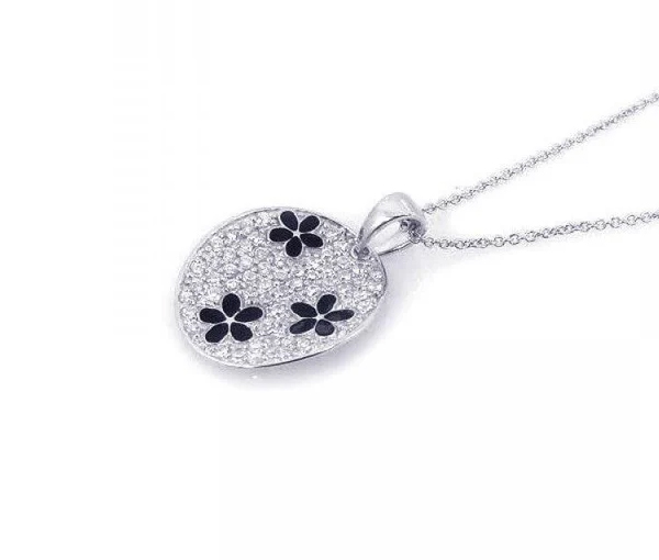 PENDENTIF PLAQUE OVALE AVEC FLEURS SERTI DE CUBIQUES ZIRCONIAS ET D'ÉMAIL - SP STP00821 - BIJOUX D'IMPORTATION PENDENTIF PLAQUE OVALE AVEC FLEURS SERTI DE CUBIQUES ZIRCONIAS ET D'ÉMAIL - SP STP00821 - BIJOUX D'IMPORTATION