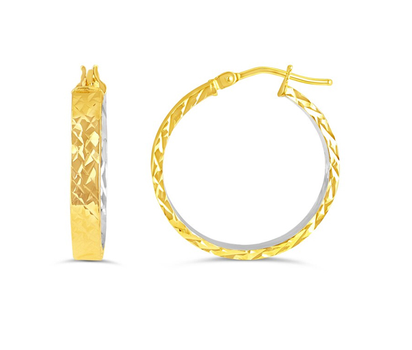 BOUCLES ANNEAUX EN OR 10K 2 TONS TAILLÉES DIAMANT - SY 1020E - BIJOUX D'IMPORTATION BOUCLES ANNEAUX EN OR 10K 2 TONS TAILLÉES DIAMANT - SY 1020E - BIJOUX D'IMPORTATION