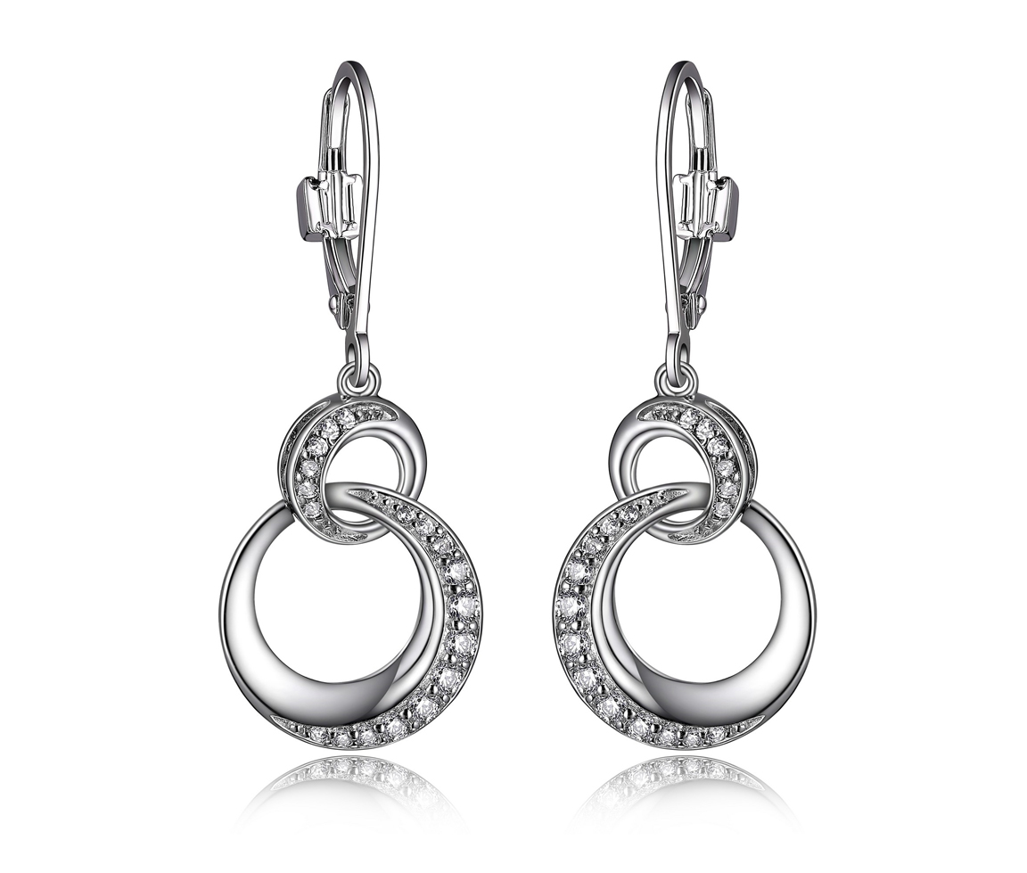 BOUCLE ELLE EN ARGENT RHODIÉ AVEC 2 CERCLES AJOURÉ SERTIS DE CUBIQUES ZIRCONIAS - PJ R2LCB80003 - ELLE BOUCLE ELLE EN ARGENT RHODIÉ AVEC 2 CERCLES AJOURÉ SERTIS DE CUBIQUES ZIRCONIAS - PJ R2LCB80003 - ELLE