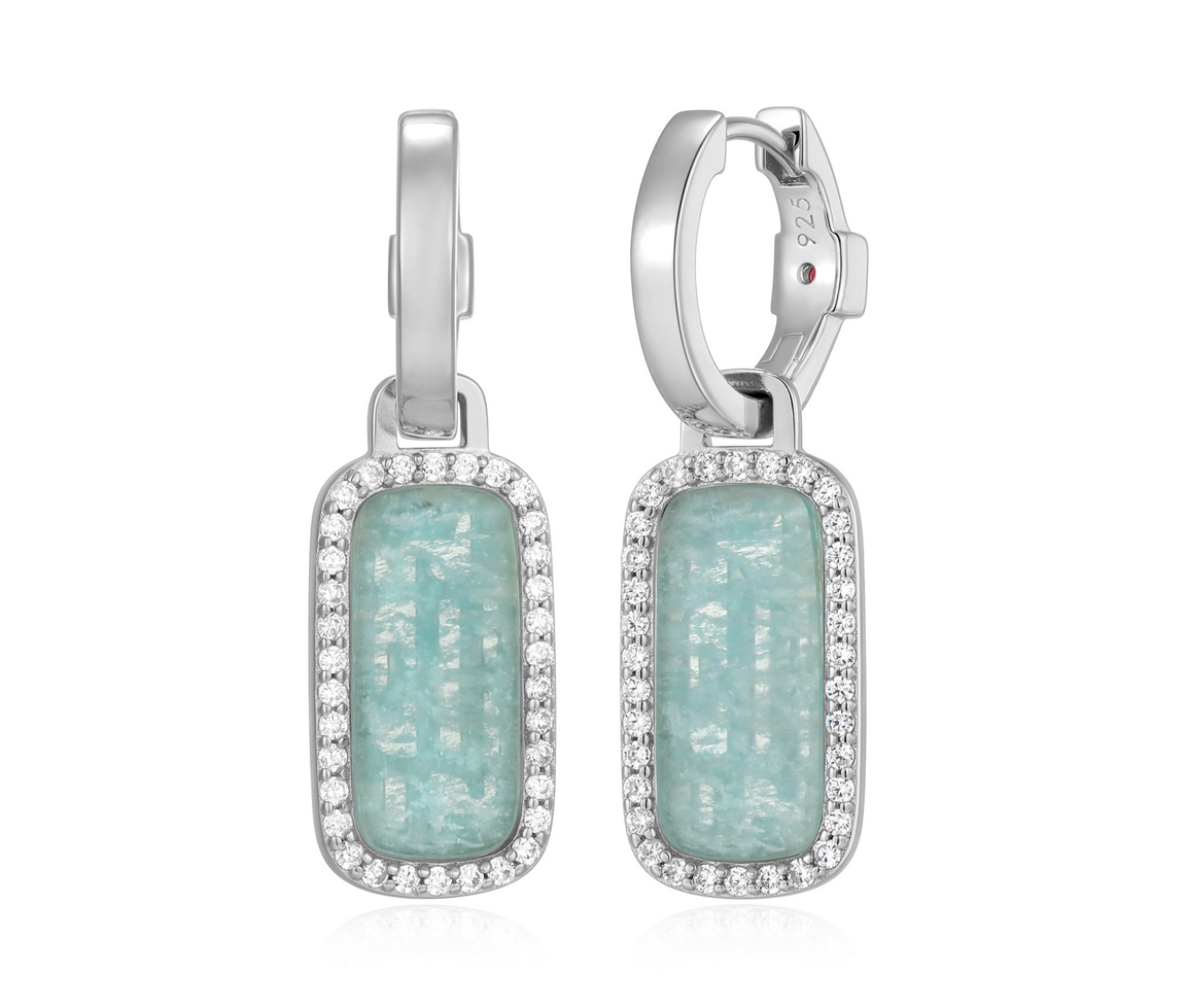 BOUCLES HUGGIES EN ARGENT RHODIÉ SERTIS D'AMAZONITE ET DE CUBIQUES ZIRCONIAS - PJ R2LCU4GU9F - ELLE BOUCLES HUGGIES EN ARGENT RHODIÉ SERTIS D'AMAZONITE ET DE CUBIQUES ZIRCONIAS - PJ R2LCU4GU9F - ELLE