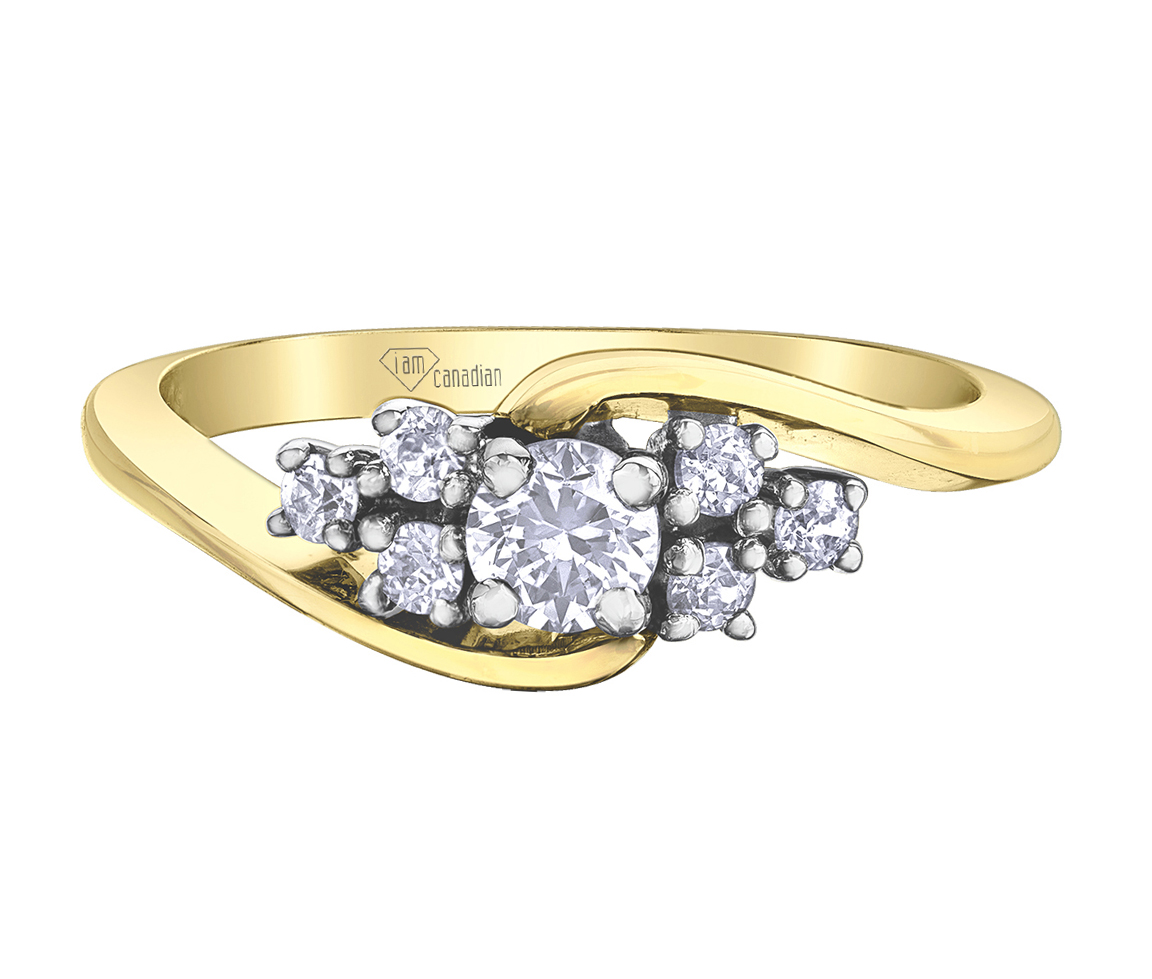 BAGUE EN OR 10K 2 TONS SERTIE D'UN DIAMANT CANADIEN ET DE DIAMANTS - CR AM560 - DIAMANT CANADIEN BAGUE EN OR 10K 2 TONS SERTIE D'UN DIAMANT CANADIEN ET DE DIAMANTS - CR AM560 - DIAMANT CANADIEN