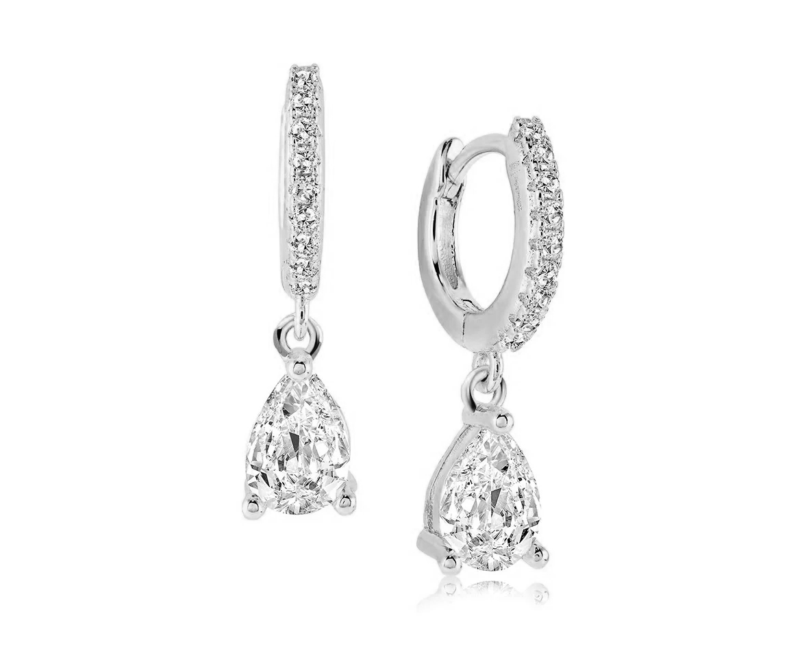 BOUCLES HUGGIES EN ACIER SERTIES D'UN CUBIQUE ZIRCONIA DE TAILLE POIRE - IG SEA396 - VELORIA BOUCLES HUGGIES EN ACIER SERTIES D'UN CUBIQUE ZIRCONIA DE TAILLE POIRE - IG SEA396 - VELORIA